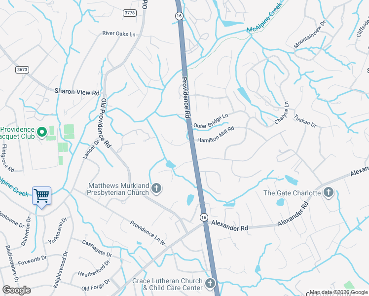 map of restaurants, bars, coffee shops, grocery stores, and more near 6430 Providence Road in Charlotte