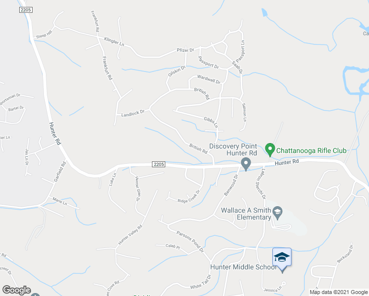 map of restaurants, bars, coffee shops, grocery stores, and more near 7117 British Road in Ooltewah