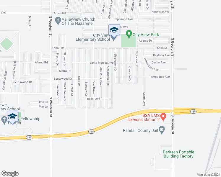 map of restaurants, bars, coffee shops, grocery stores, and more near 8313 Alexandria Avenue in Amarillo