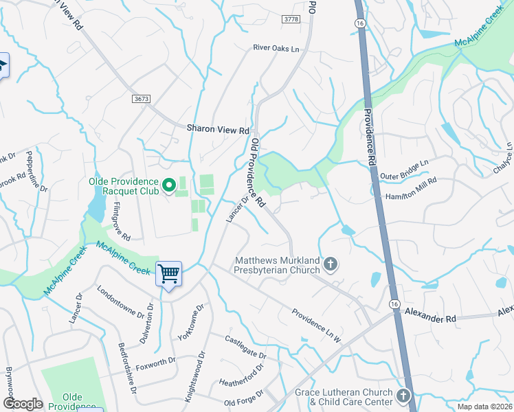 map of restaurants, bars, coffee shops, grocery stores, and more near 6614 Old Providence Road in Charlotte