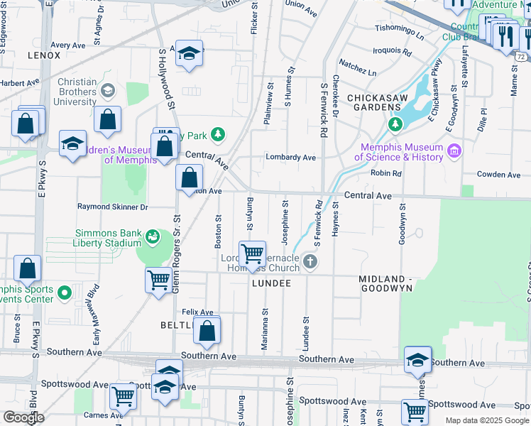 map of restaurants, bars, coffee shops, grocery stores, and more near 352 Marianna Street in Memphis
