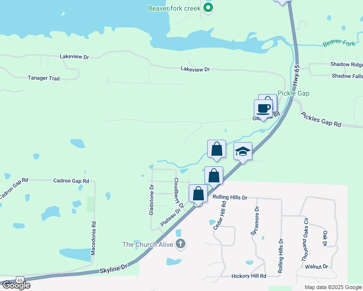 map of restaurants, bars, coffee shops, grocery stores, and more near 41 Gapview Road in Conway