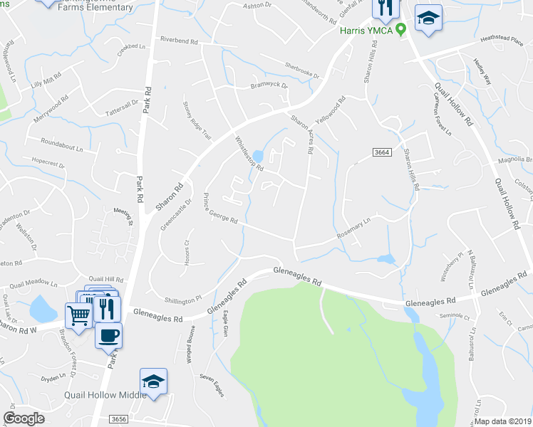 map of restaurants, bars, coffee shops, grocery stores, and more near 6834 Constitution Lane in Charlotte