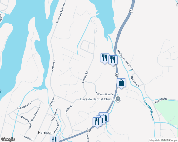 map of restaurants, bars, coffee shops, grocery stores, and more near 6308 Pythian Road in Harrison