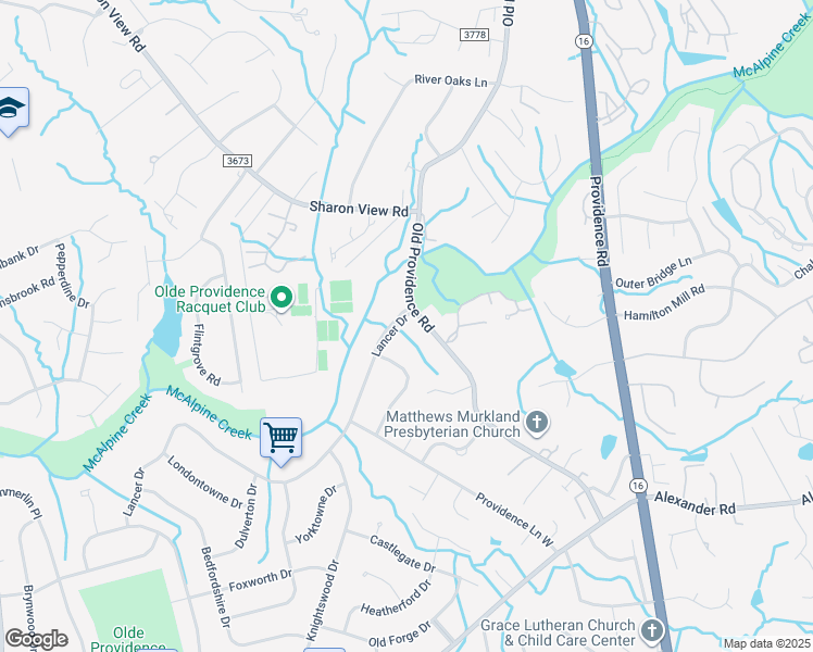 map of restaurants, bars, coffee shops, grocery stores, and more near 6614 Old Providence Road in Charlotte