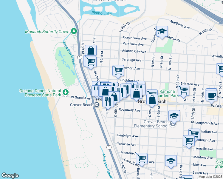311 Ramona Avenue Grover Beach Ca Walk Score Map Of Restaurants Bars Coffee S Grocery Ore Near 311