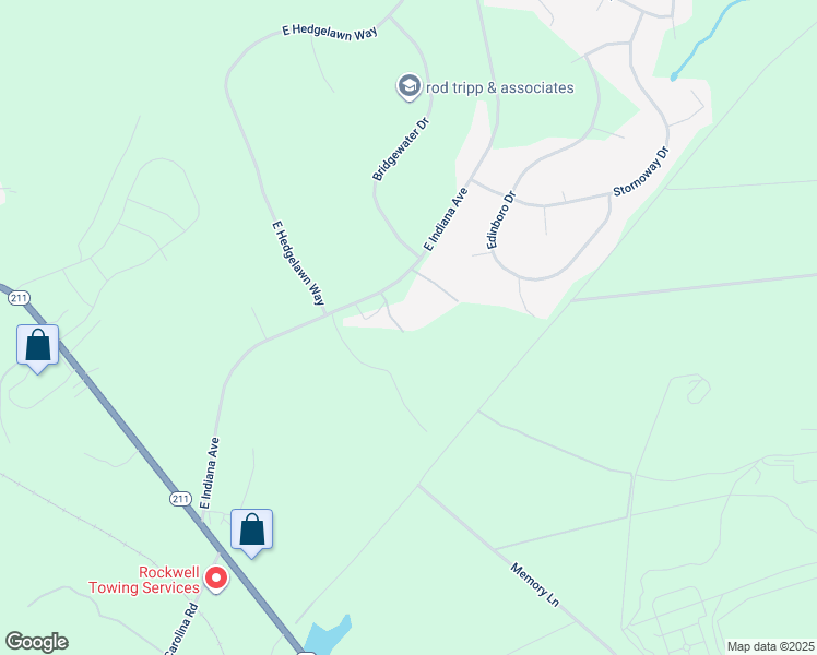 map of restaurants, bars, coffee shops, grocery stores, and more near 2425 East Indiana Avenue in Southern Pines