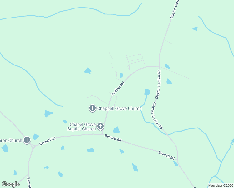 map of restaurants, bars, coffee shops, grocery stores, and more near 172 Godfrey Road in Ellerbe