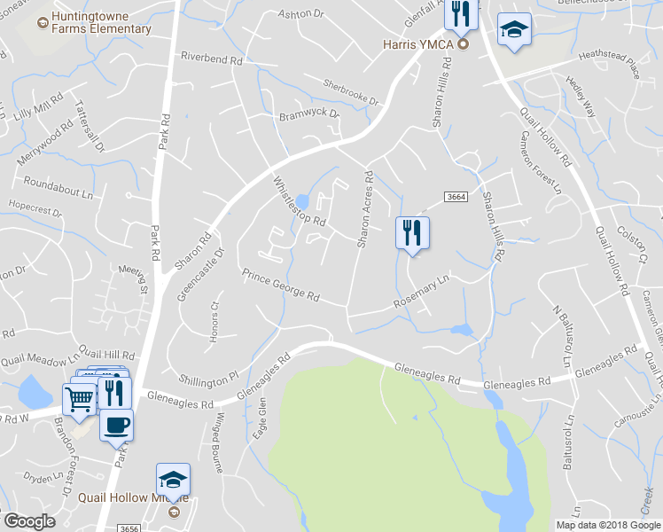 map of restaurants, bars, coffee shops, grocery stores, and more near 6801 Constitution Lane in Charlotte