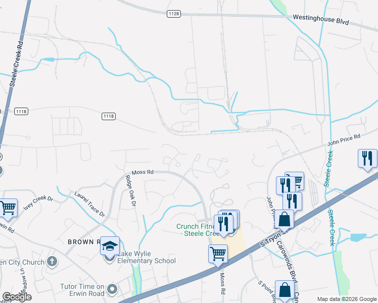 map of restaurants, bars, coffee shops, grocery stores, and more near 12721 Tucker Crossing Lane in Charlotte