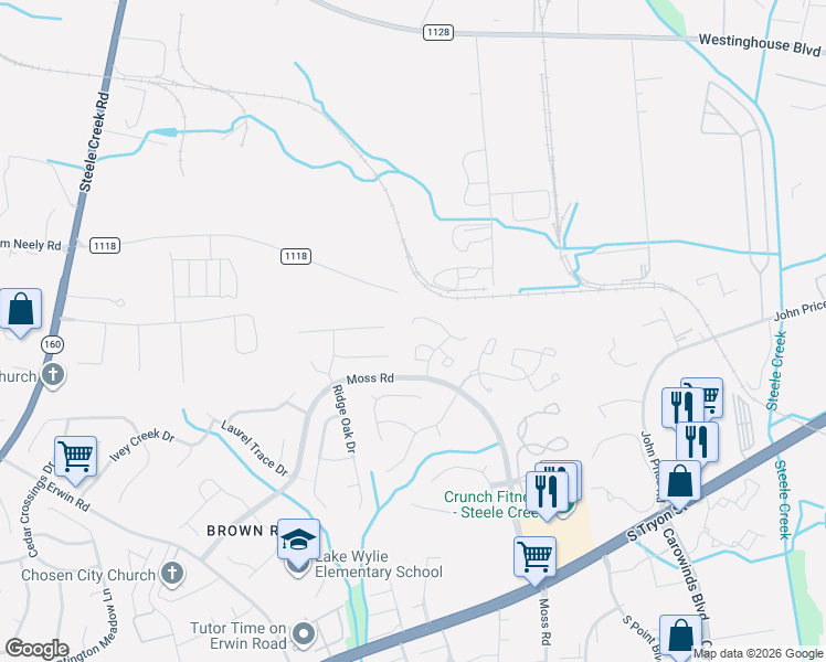 map of restaurants, bars, coffee shops, grocery stores, and more near in Charlotte