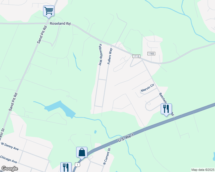 map of restaurants, bars, coffee shops, grocery stores, and more near 125 Fullers Way in Aberdeen