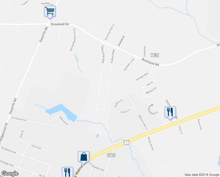 map of restaurants, bars, coffee shops, grocery stores, and more near 125 Fullers Way in Aberdeen