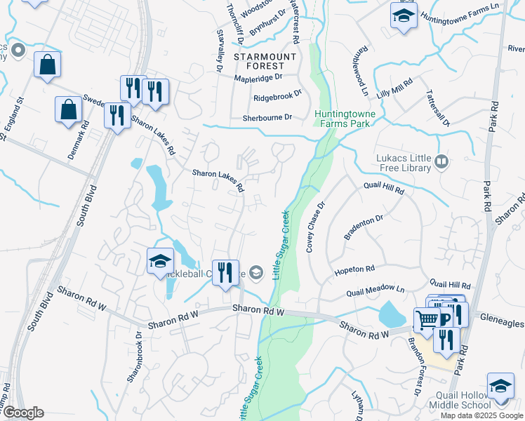 map of restaurants, bars, coffee shops, grocery stores, and more near 2009 Stoney Point Lane in Charlotte