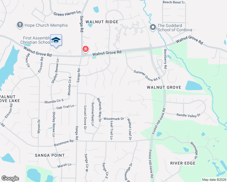 map of restaurants, bars, coffee shops, grocery stores, and more near 8916 Evening Grove Cove in Shelby County