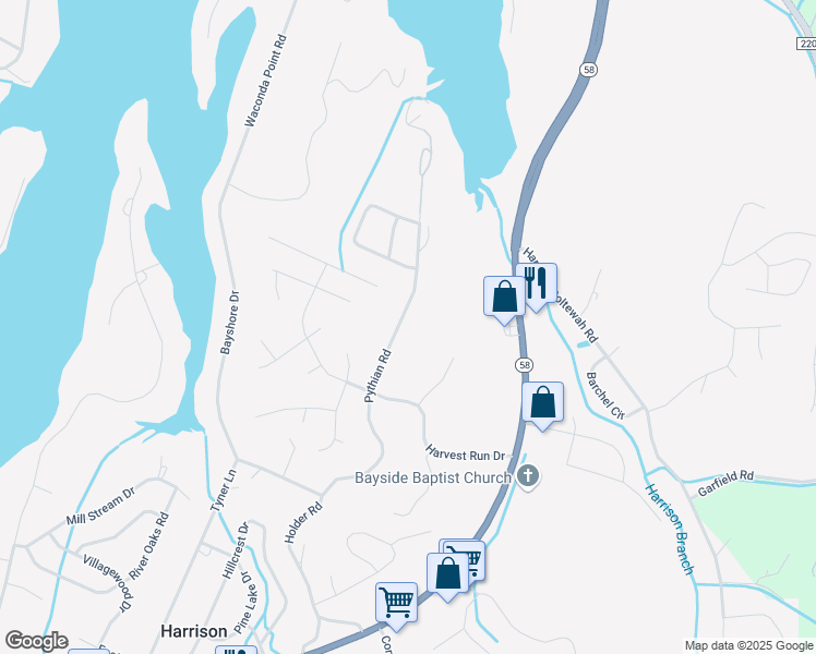 map of restaurants, bars, coffee shops, grocery stores, and more near 6316 Pythian Road in Harrison