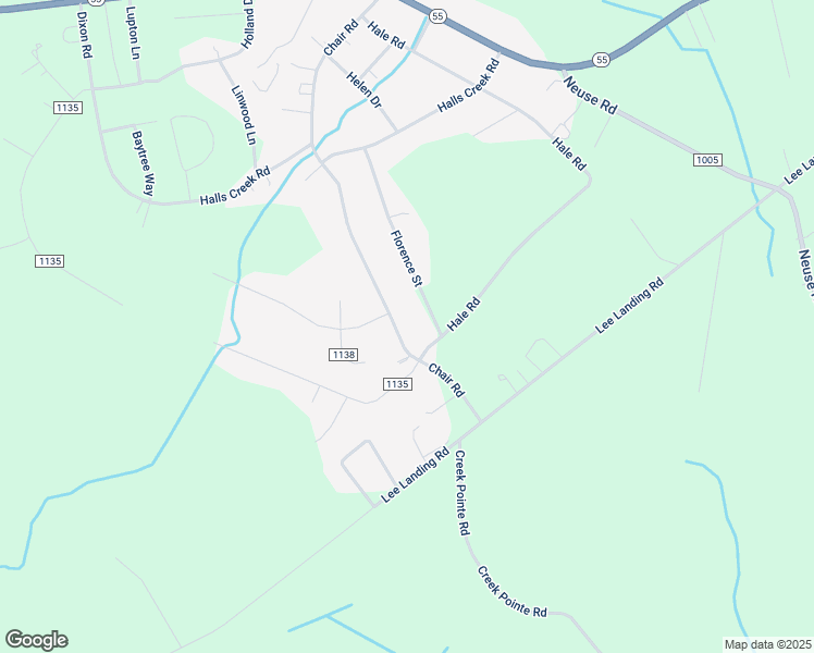 map of restaurants, bars, coffee shops, grocery stores, and more near 865 Chair Road in New Bern