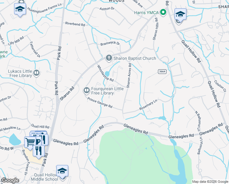 map of restaurants, bars, coffee shops, grocery stores, and more near 6801 Constitution Lane in Charlotte