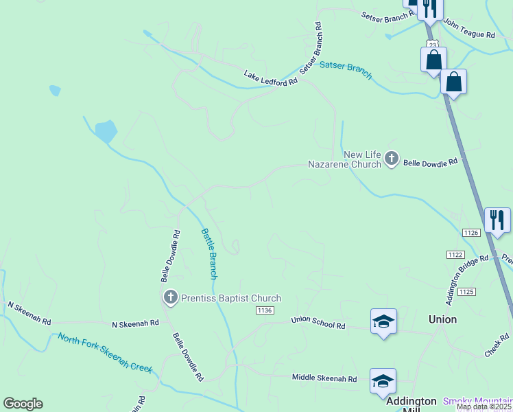 map of restaurants, bars, coffee shops, grocery stores, and more near 794 Belle Dowdle Road in Franklin