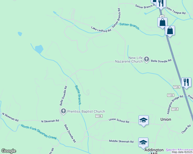 map of restaurants, bars, coffee shops, grocery stores, and more near 794 Belle Dowdle Road in Franklin