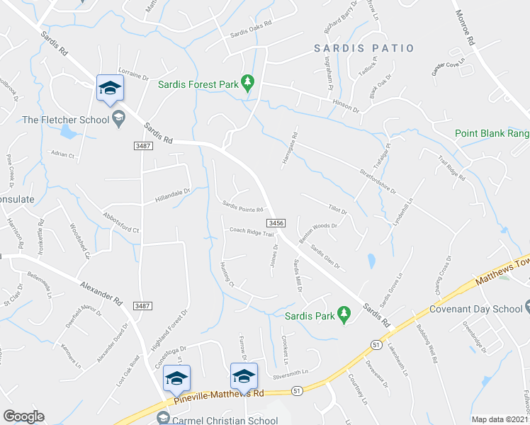map of restaurants, bars, coffee shops, grocery stores, and more near 101 Sardis Pointe Rd in Charlotte