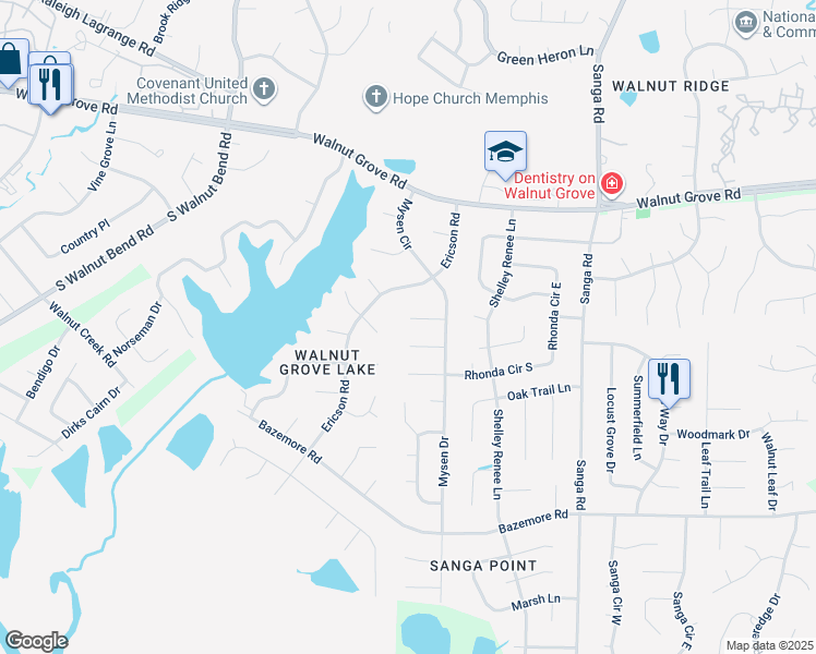 map of restaurants, bars, coffee shops, grocery stores, and more near 857 Woodcock Cove in Memphis