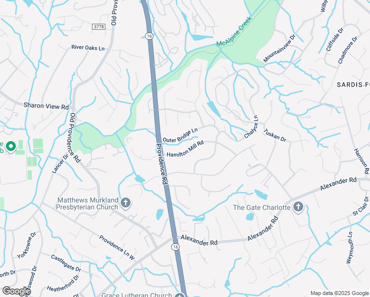 map of restaurants, bars, coffee shops, grocery stores, and more near 2408 Hamilton Mill Road in Charlotte