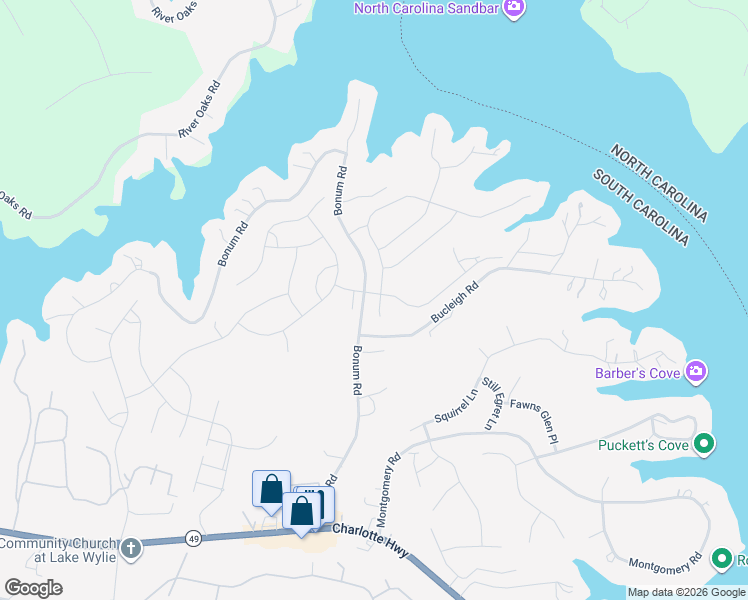 map of restaurants, bars, coffee shops, grocery stores, and more near 432 Sandbar Point in Clover