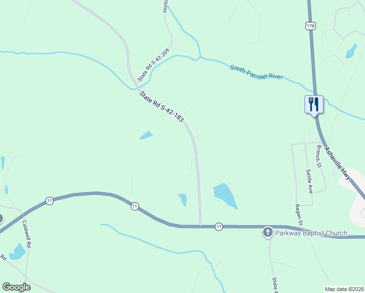 map of restaurants, bars, coffee shops, grocery stores, and more near 2410 South Blackstock Road in Landrum