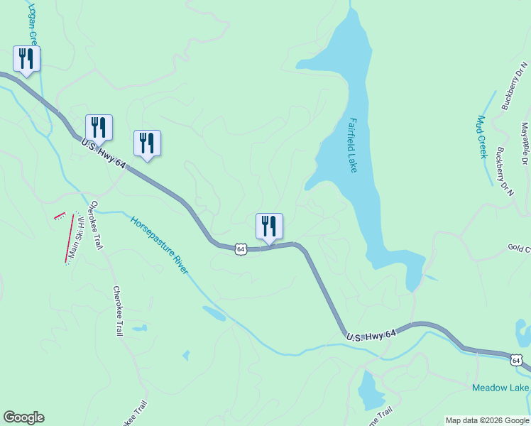 map of restaurants, bars, coffee shops, grocery stores, and more near 134 Round Hill Road in Sapphire
