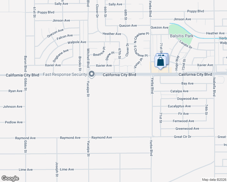 map of restaurants, bars, coffee shops, grocery stores, and more near California City Boulevard in California City