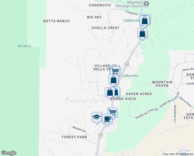 map of restaurants, bars, coffee shops, grocery stores, and more near 26 Columbine Lane in Cedar Crest