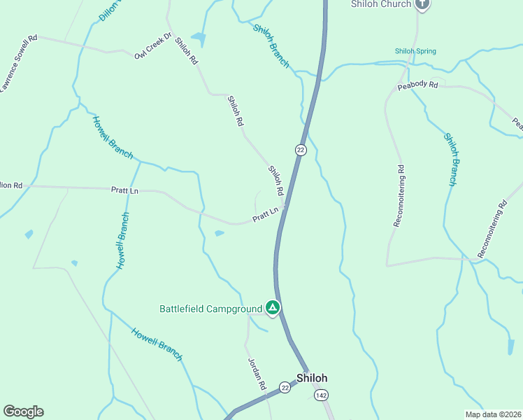map of restaurants, bars, coffee shops, grocery stores, and more near 48 Pratt Lane in Shiloh
