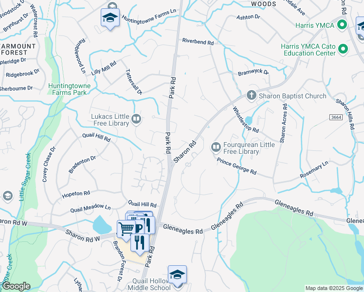 map of restaurants, bars, coffee shops, grocery stores, and more near 5903 Tyndale Avenue in Charlotte