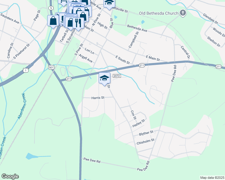 map of restaurants, bars, coffee shops, grocery stores, and more near 319 Keyser Street in Aberdeen