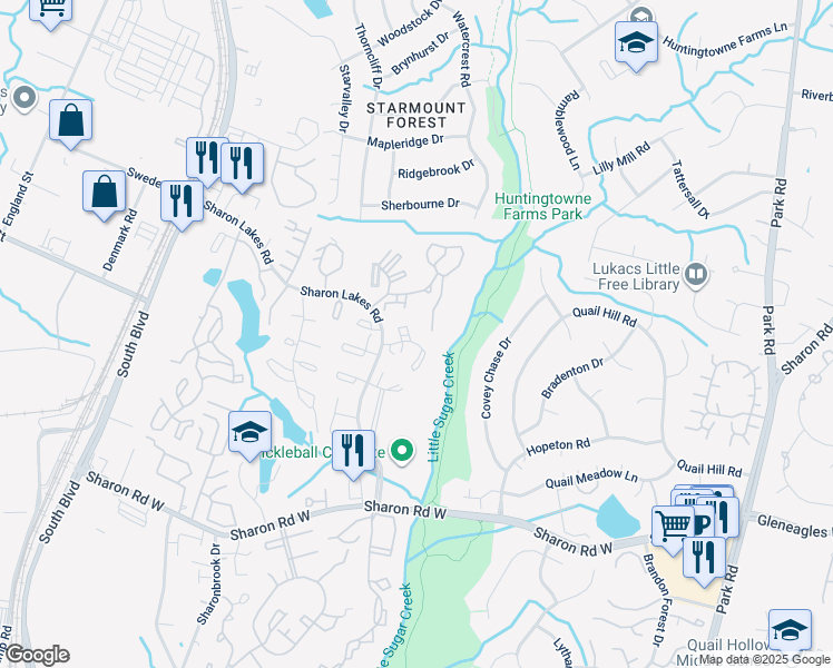 map of restaurants, bars, coffee shops, grocery stores, and more near 2009 Stoney Point Lane in Charlotte