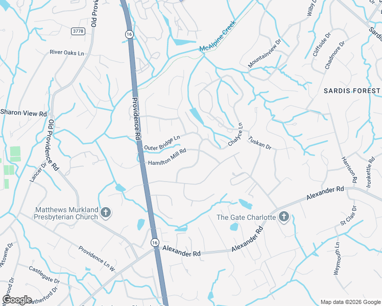 map of restaurants, bars, coffee shops, grocery stores, and more near 2309 Hamilton Mill Road in Charlotte