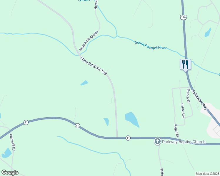 map of restaurants, bars, coffee shops, grocery stores, and more near 2410 South Blackstock Road in Landrum