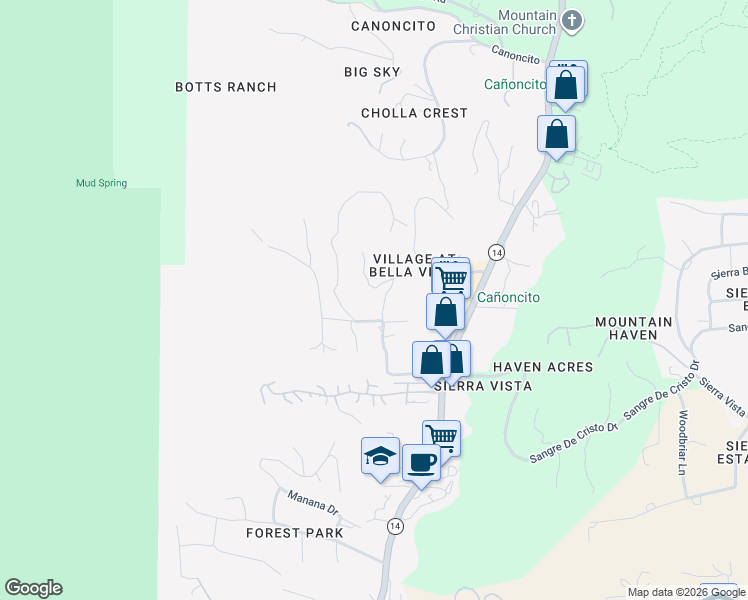 map of restaurants, bars, coffee shops, grocery stores, and more near 26 Columbine Lane in Cedar Crest