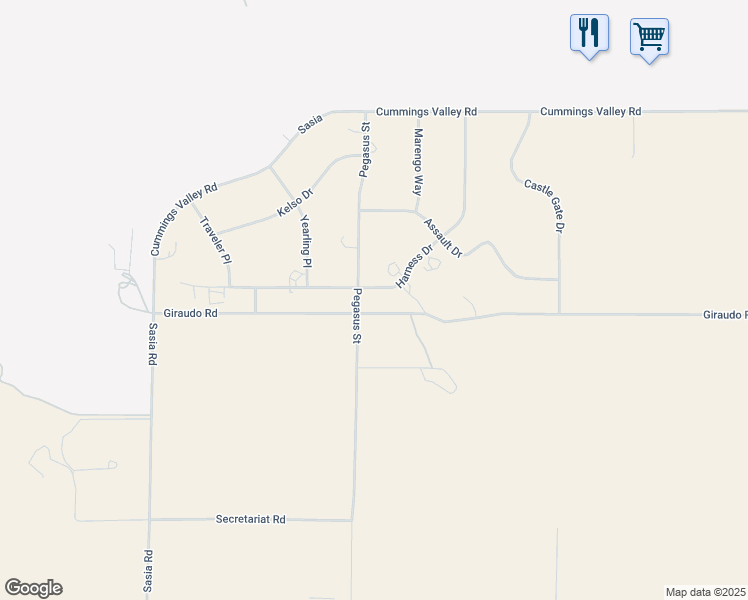 map of restaurants, bars, coffee shops, grocery stores, and more near 27450 Harness Drive in Tehachapi