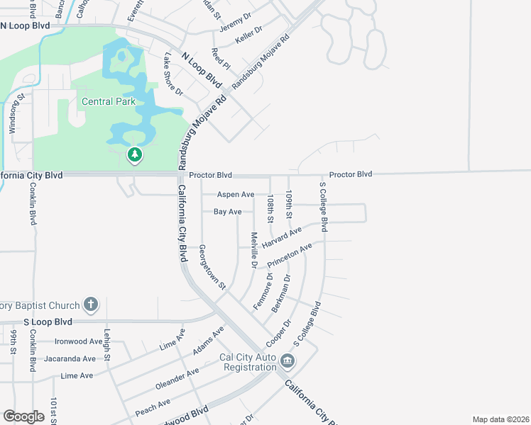 map of restaurants, bars, coffee shops, grocery stores, and more near 20849 108th Street in California City