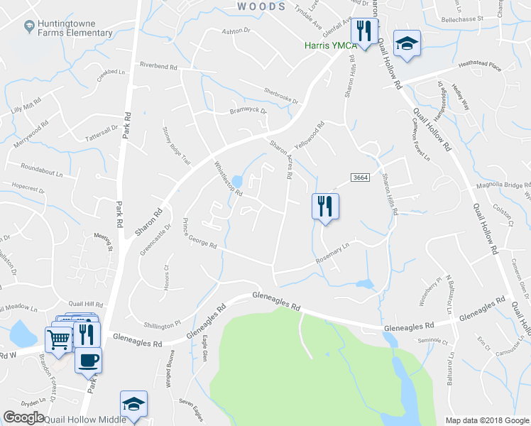 map of restaurants, bars, coffee shops, grocery stores, and more near 6701 Constitution Lane in Charlotte