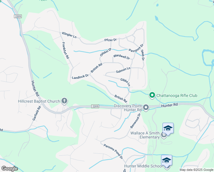 map of restaurants, bars, coffee shops, grocery stores, and more near 7164 British Road in Ooltewah