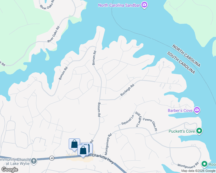 map of restaurants, bars, coffee shops, grocery stores, and more near 432 Sandbar Point in Clover