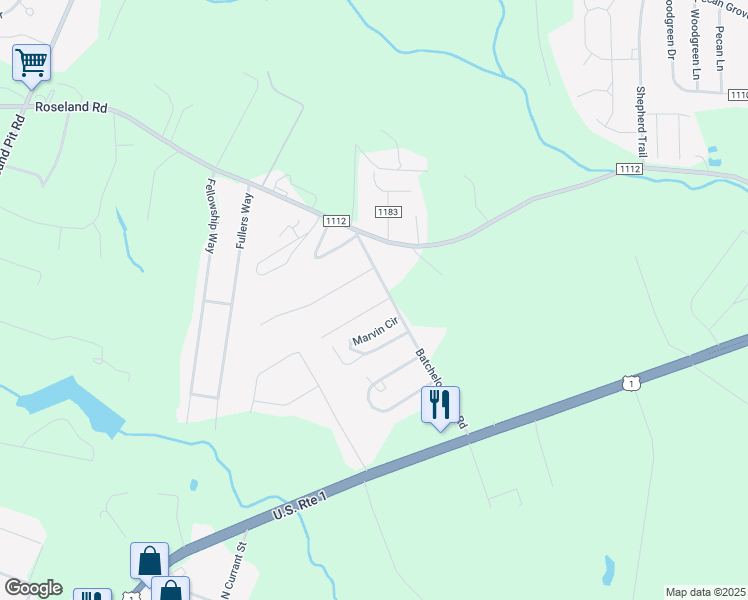 map of restaurants, bars, coffee shops, grocery stores, and more near 101 Kirk Drive in Aberdeen