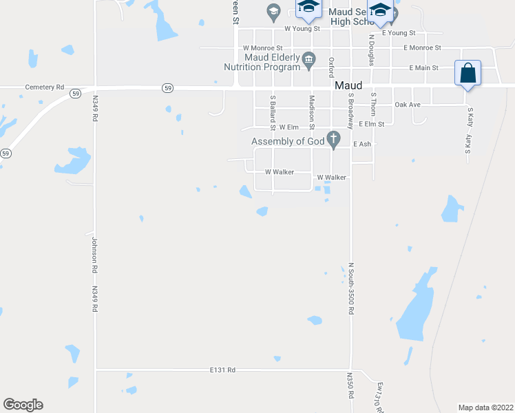 map of restaurants, bars, coffee shops, grocery stores, and more near in Maud