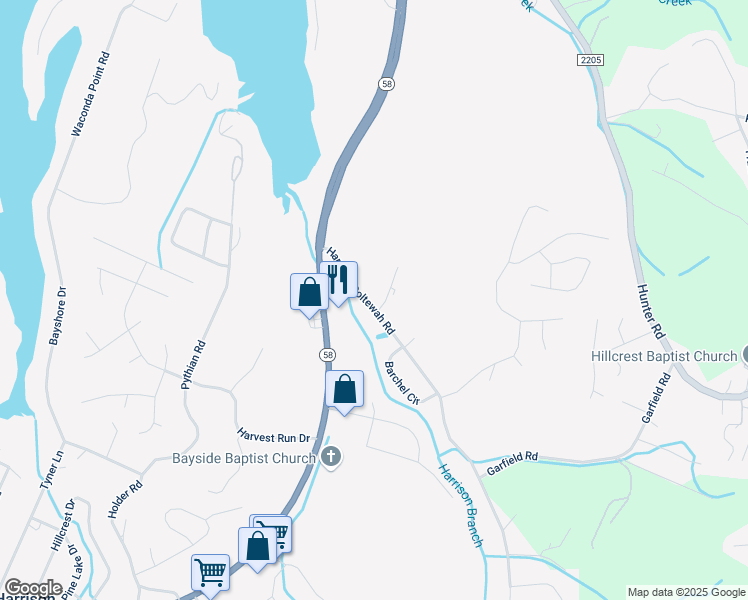 map of restaurants, bars, coffee shops, grocery stores, and more near 6333 Harrison Ooltewah Road in Harrison