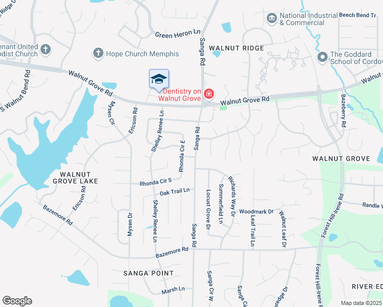map of restaurants, bars, coffee shops, grocery stores, and more near 212 Rhonda Circle South in Memphis