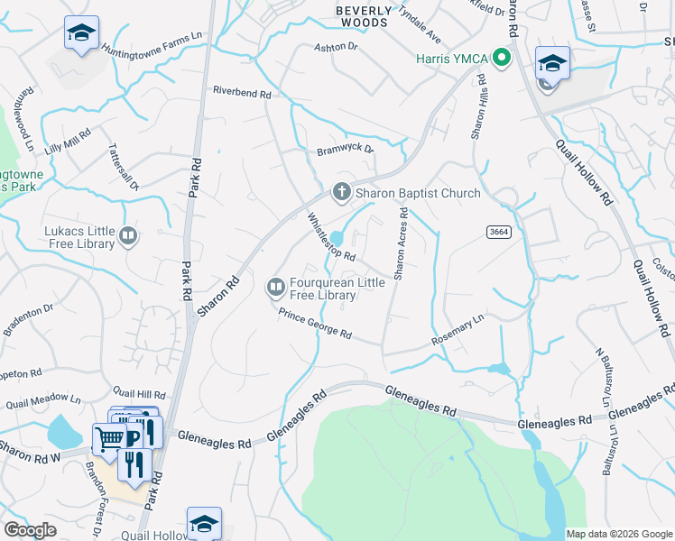 map of restaurants, bars, coffee shops, grocery stores, and more near in Charlotte