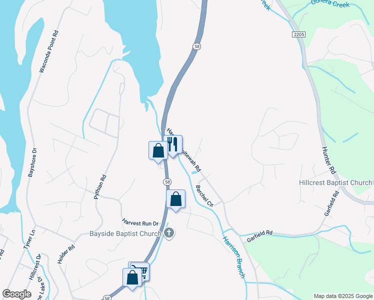 map of restaurants, bars, coffee shops, grocery stores, and more near 6333 Harrison Ooltewah Road in Harrison